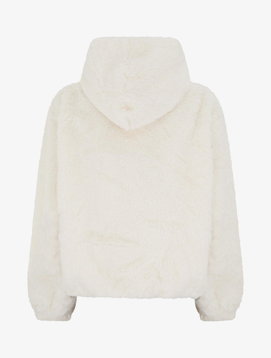 Blouson zippé en fourrure synthétique - Écru - 2