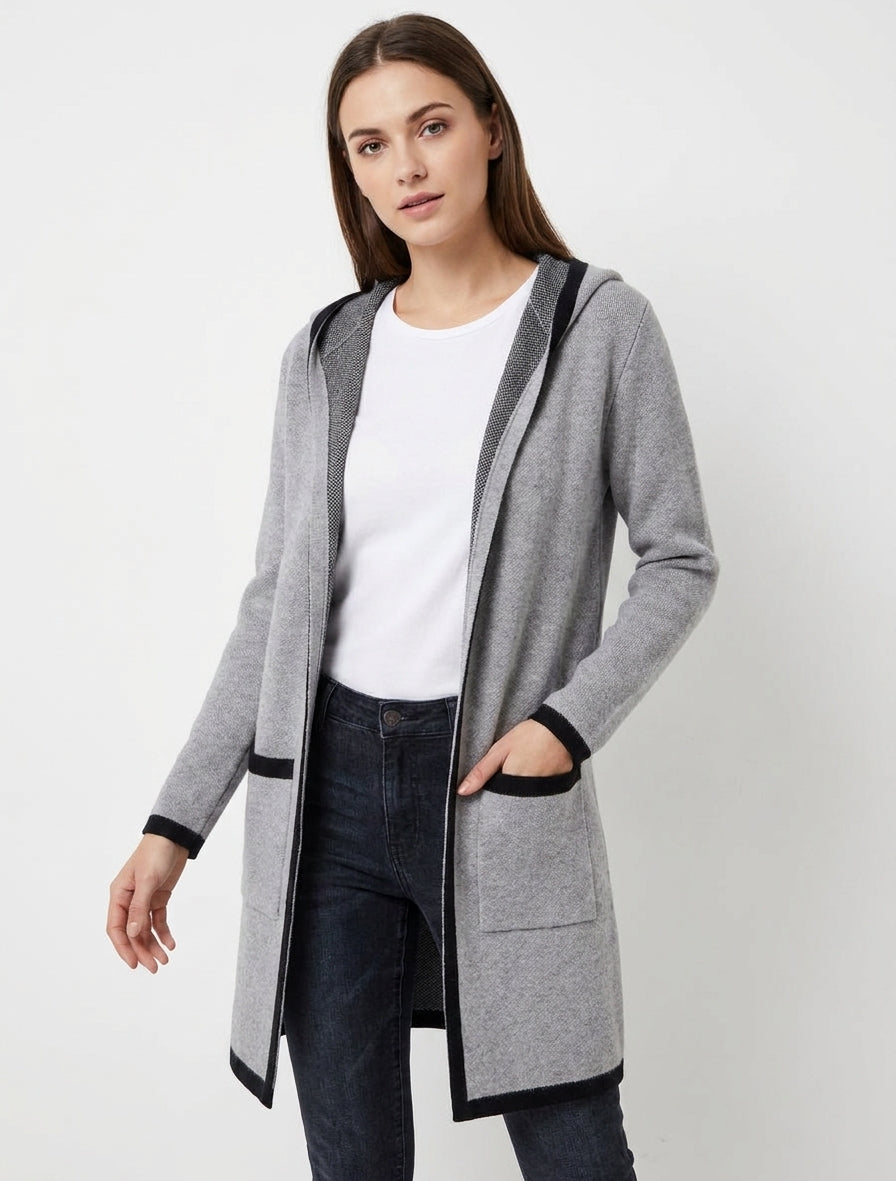 Gilet ouvert à capuche - Gris