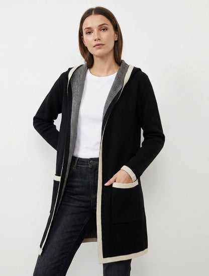 Gilet ouvert à capuche - Noir