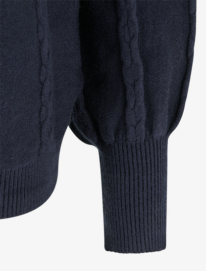 Pull uni à col montant - Marine - 3