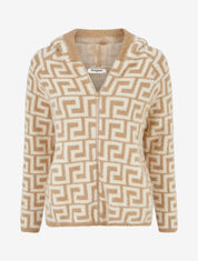 Sweat à capuche en maille duveteuse imprimé graphique - Camel - 1