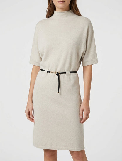 Robe pull droite et ceinturée - Beige