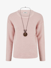 Pull droit en maille côtelée - Rose - 1