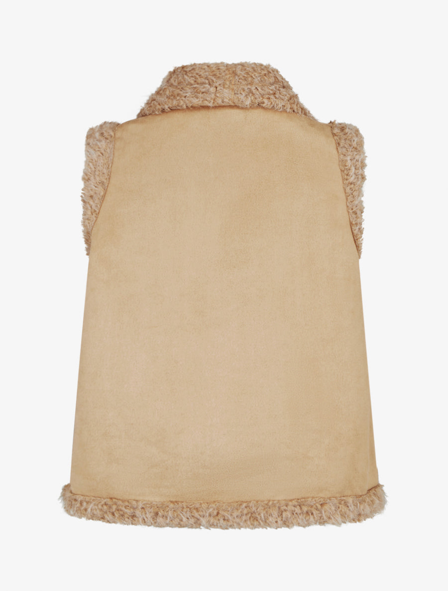 Veste sans manches effet daim - Beige - 2