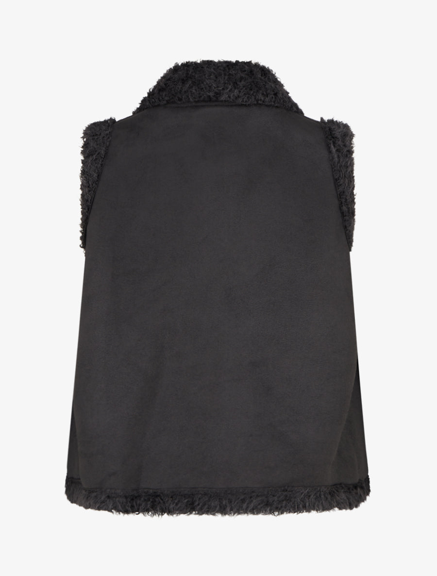 Veste sans manches effet daim - Noir - 2