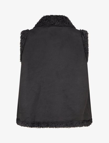 Veste sans manches effet daim - Noir - 2