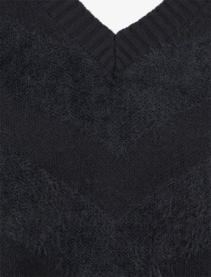 Pull uni duveteux - Noir - 3