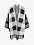 Poncho à imprimé graphique et franges - Blanc - 1