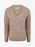 Pull laine mélangée à col V - Taupe - 1