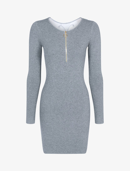 Robe pull à détail papillon - Gris clair - 1