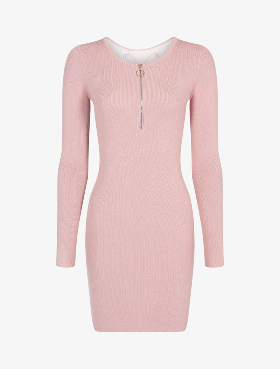 Robe pull à détail papillon - Rose - 1