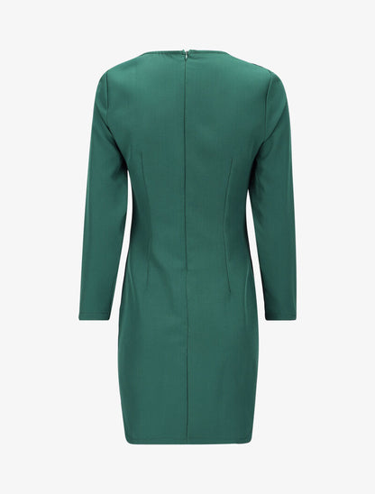 Robe ajustée à col fendu et détail chaîne - Vert émeraude - 2