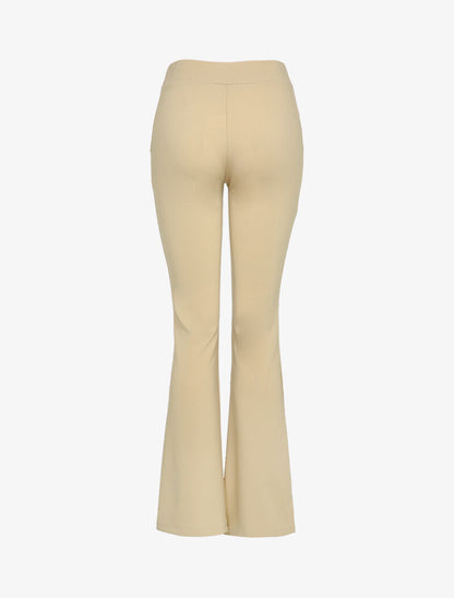 Pantalon flare fendu - Beige - 2
