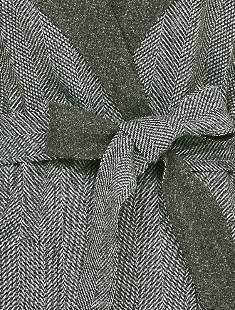 Manteau mi-long imprimé chevron - Noir - 3
