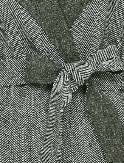 Manteau mi-long imprimé chevron - Noir - 3