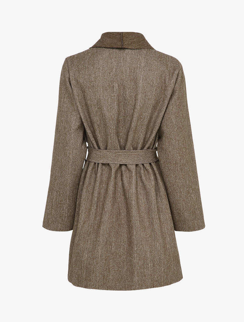 Manteau mi-long imprimé chevron - Marron - 2