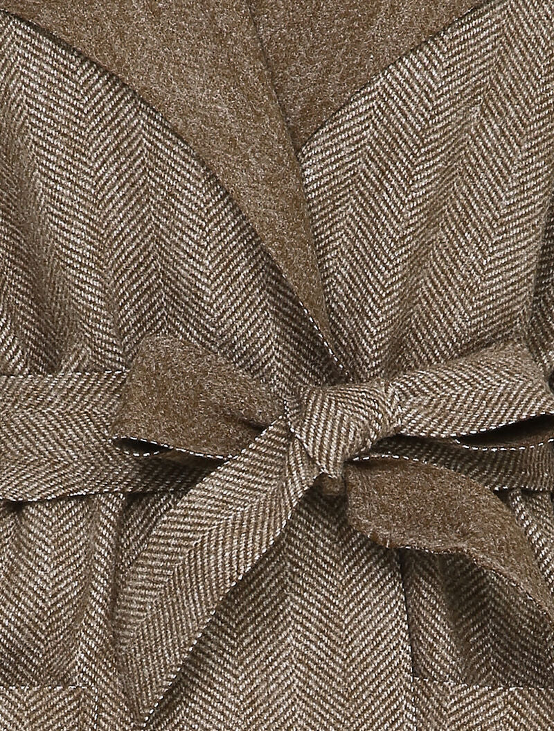 Manteau mi-long imprimé chevron - Marron - 3