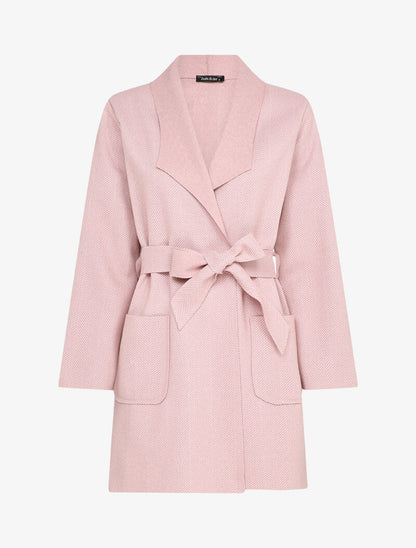 Manteau mi-long imprimé chevron - Rose - 1
