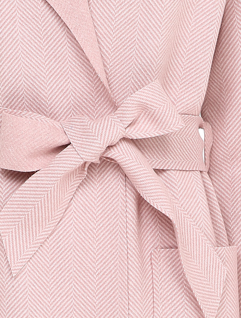 Manteau mi-long imprimé chevron - Rose - 3