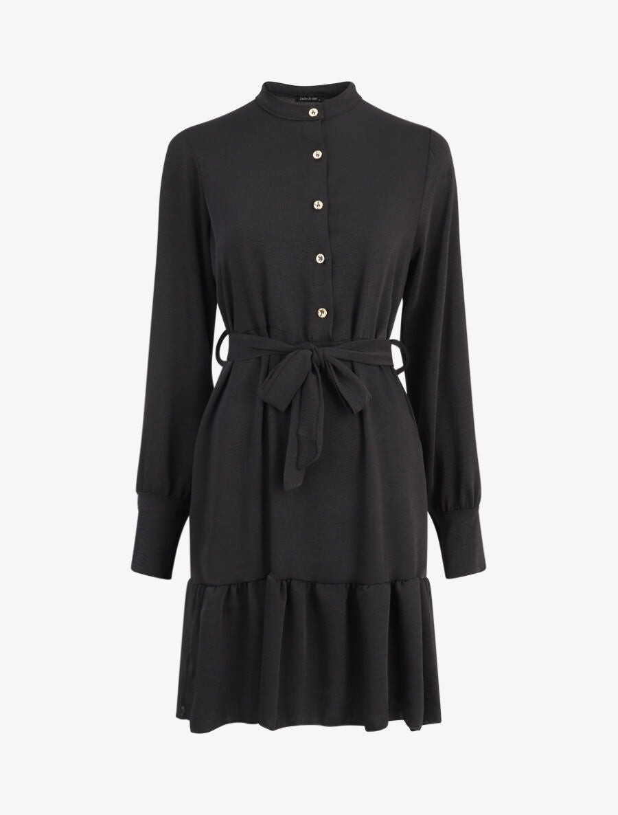 Robe volantée à manches bouffantes - Noir - 4