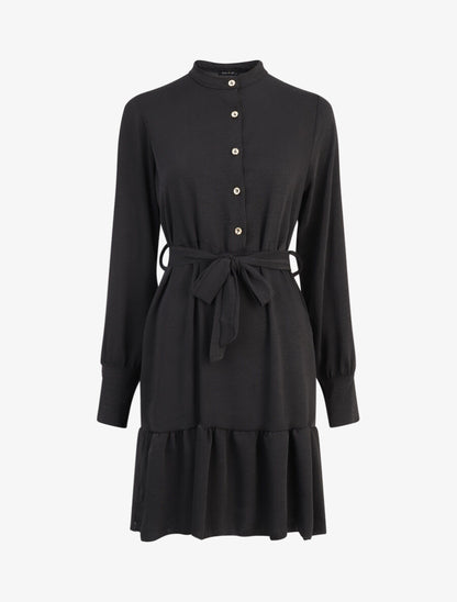 Robe volantée à manches bouffantes - Noir - 4