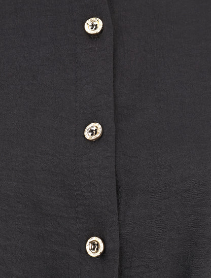 Robe volantée à manches bouffantes - Noir - 3