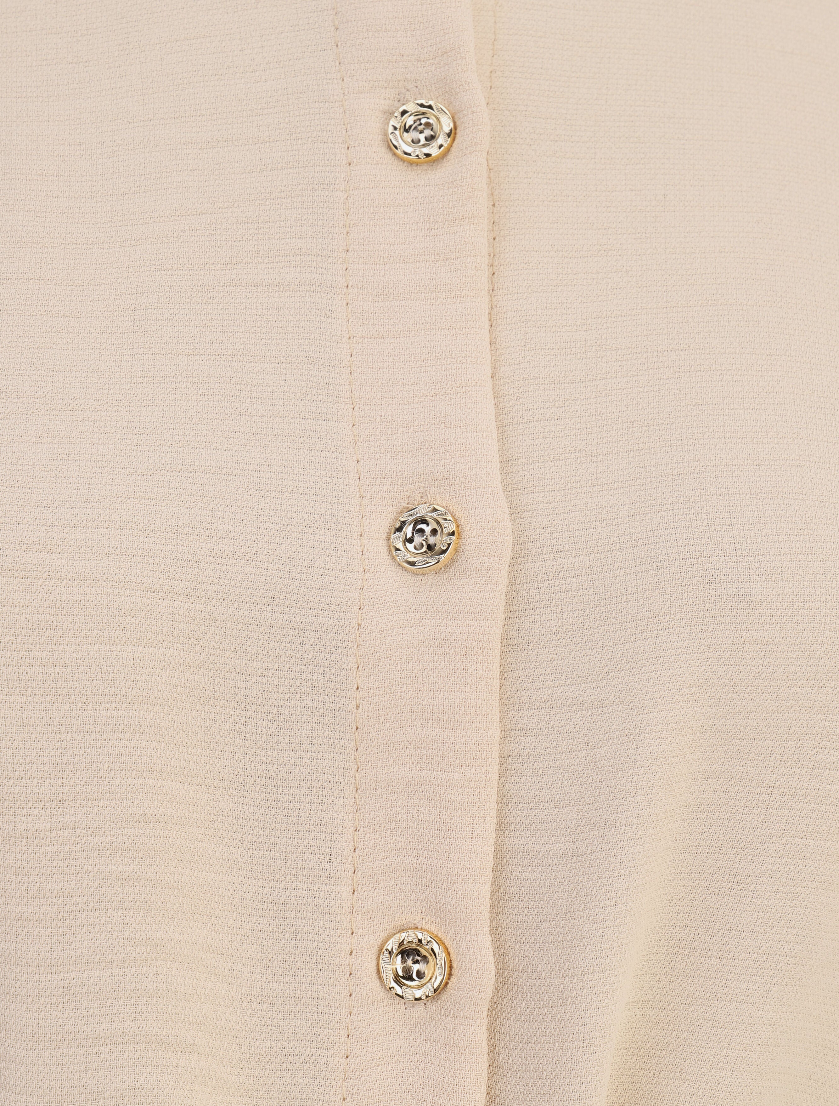 Robe volantée à manches bouffantes - Beige - 3