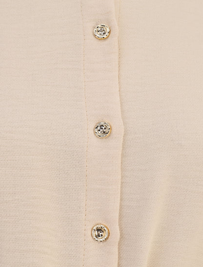 Robe volantée à manches bouffantes - Beige - 3