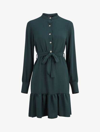 Robe volantée à manches bouffantes - Vert sapin - 4