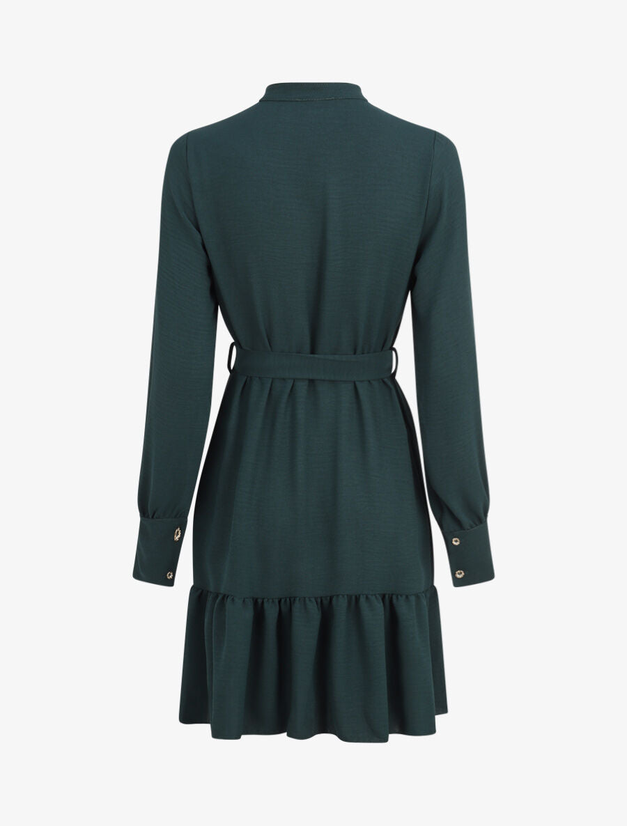 Robe volantée à manches bouffantes - Vert sapin - 2
