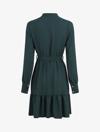 Robe volantée à manches bouffantes - Vert sapin - 2