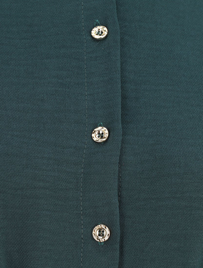 Robe volantée à manches bouffantes - Vert sapin - 3