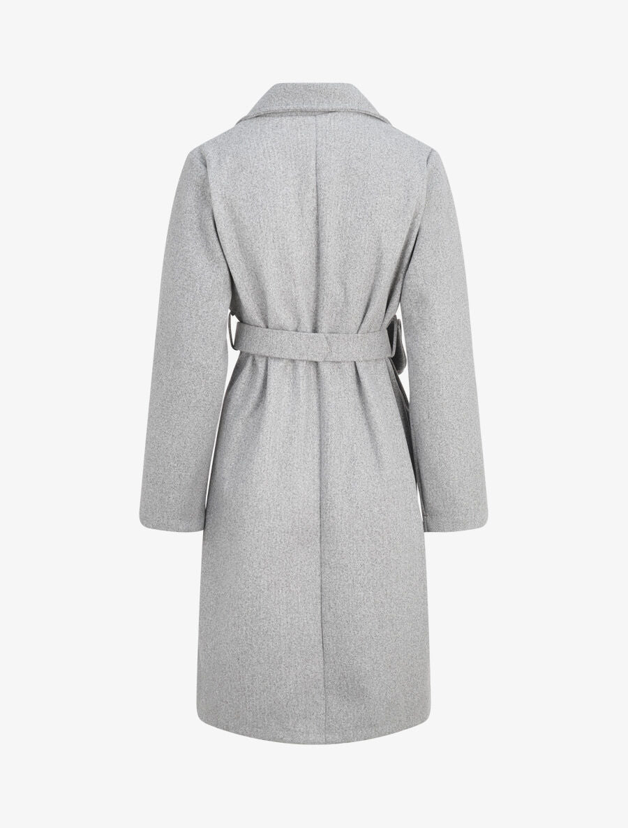 Manteau long à ceinture style banane - Gris clair - 2