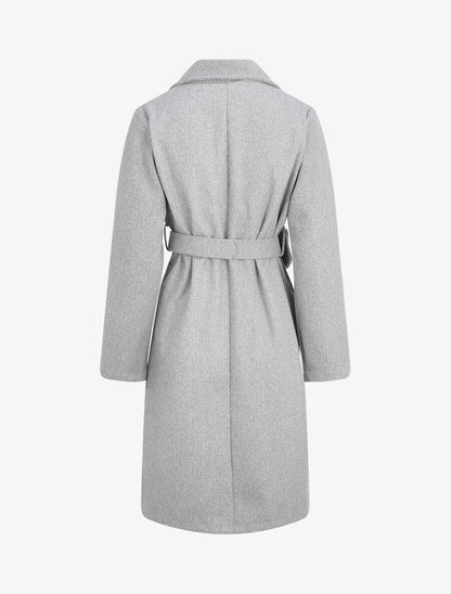 Manteau long à ceinture style banane - Gris clair - 2