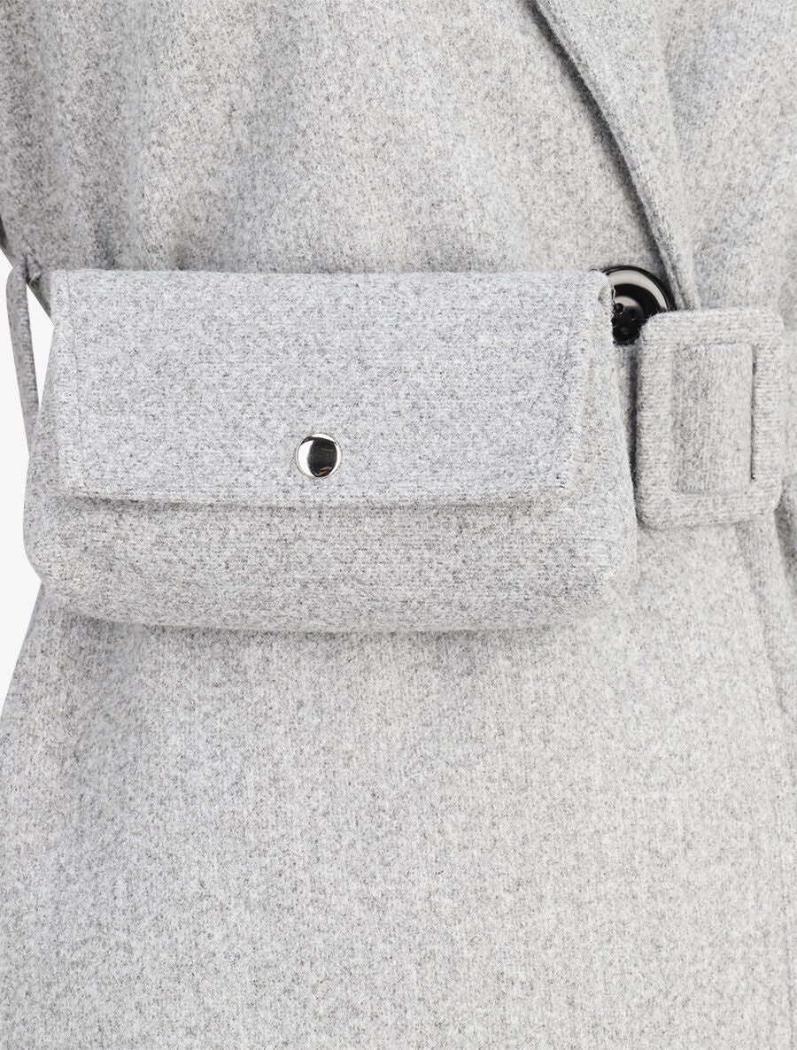 Manteau long à ceinture style banane - Gris clair - 3