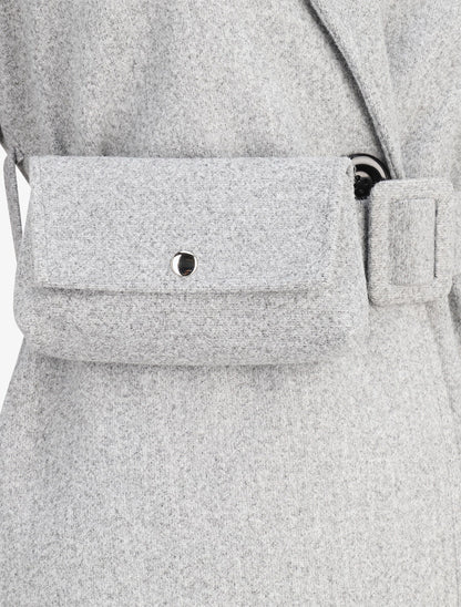 Manteau long à ceinture style banane - Gris clair - 3