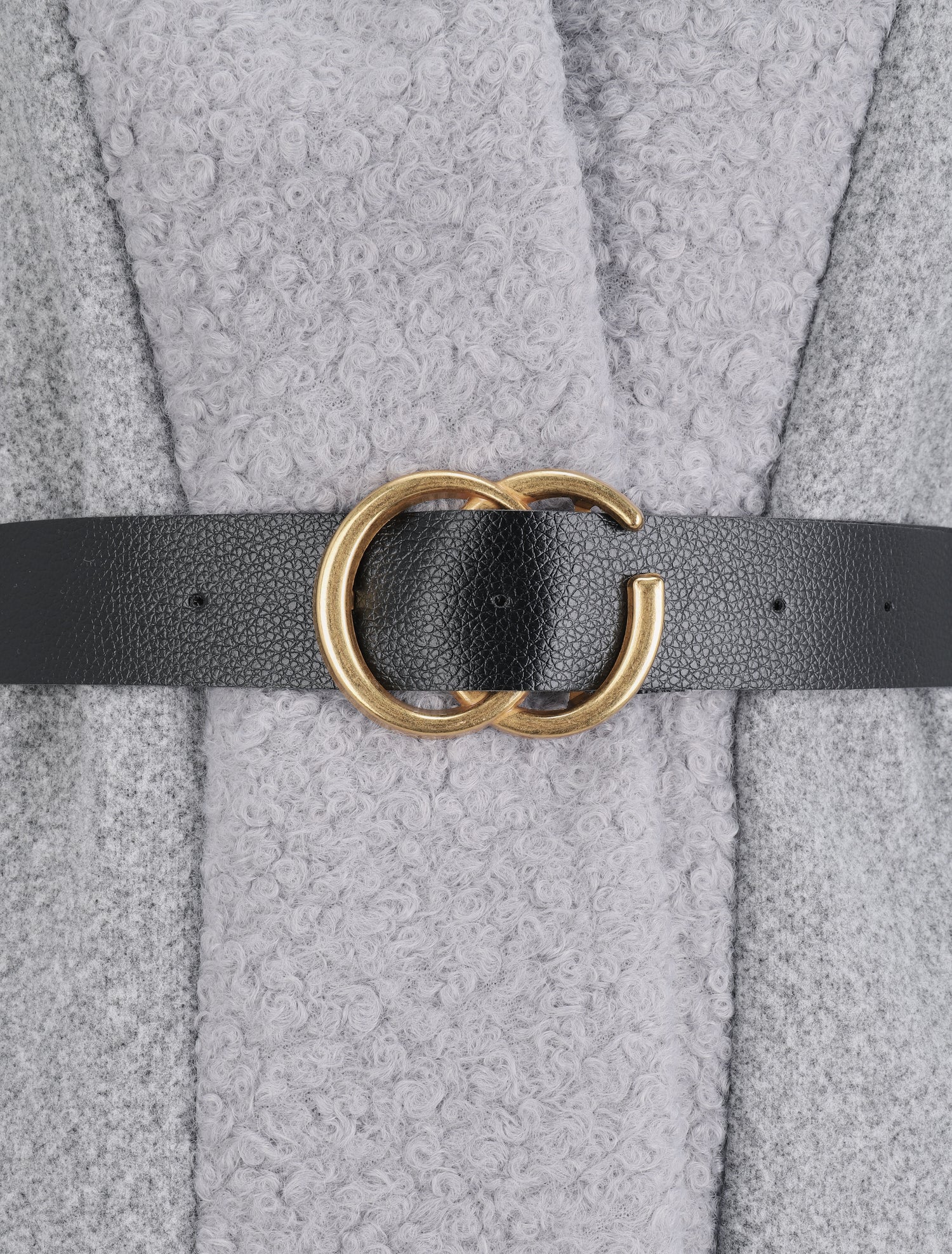 Manteau à capuche et détail laine bouclée - Gris clair - 3