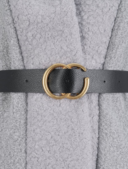 Manteau à capuche et détail laine bouclée - Gris clair - 3