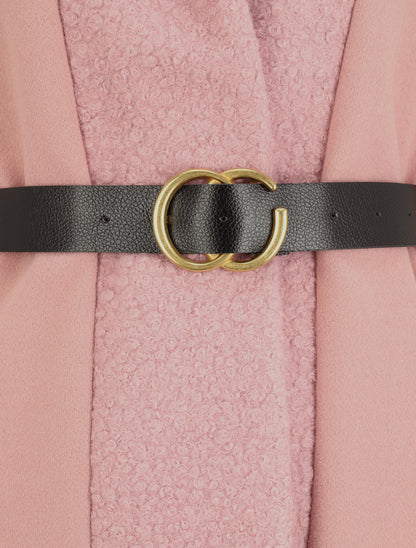 Manteau à capuche et détail laine bouclée - Rose poudré - 3