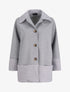 Manteau boutonné à détail laine bouclée - Gris clair - 5