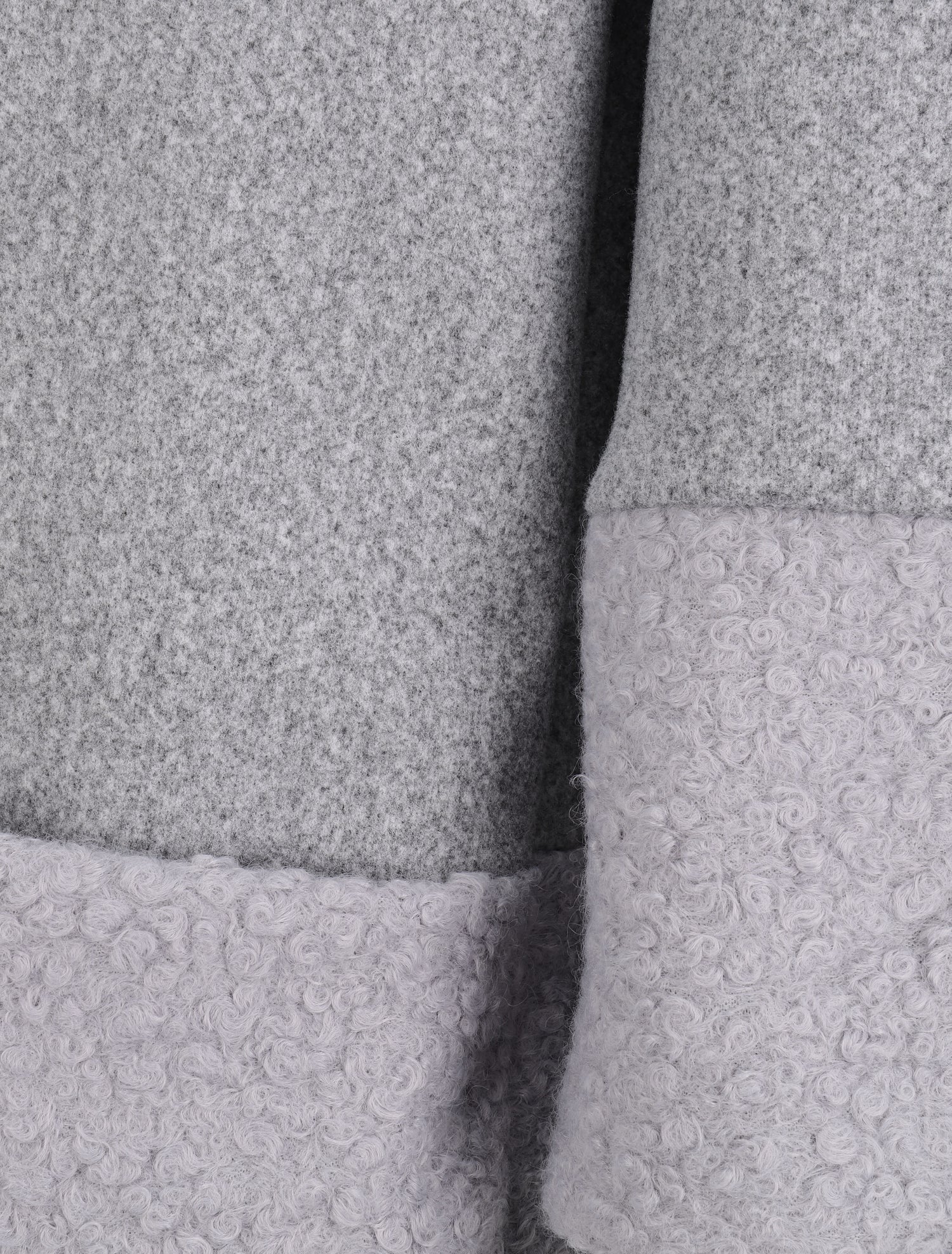 Manteau boutonné à détail laine bouclée - Gris clair - 3