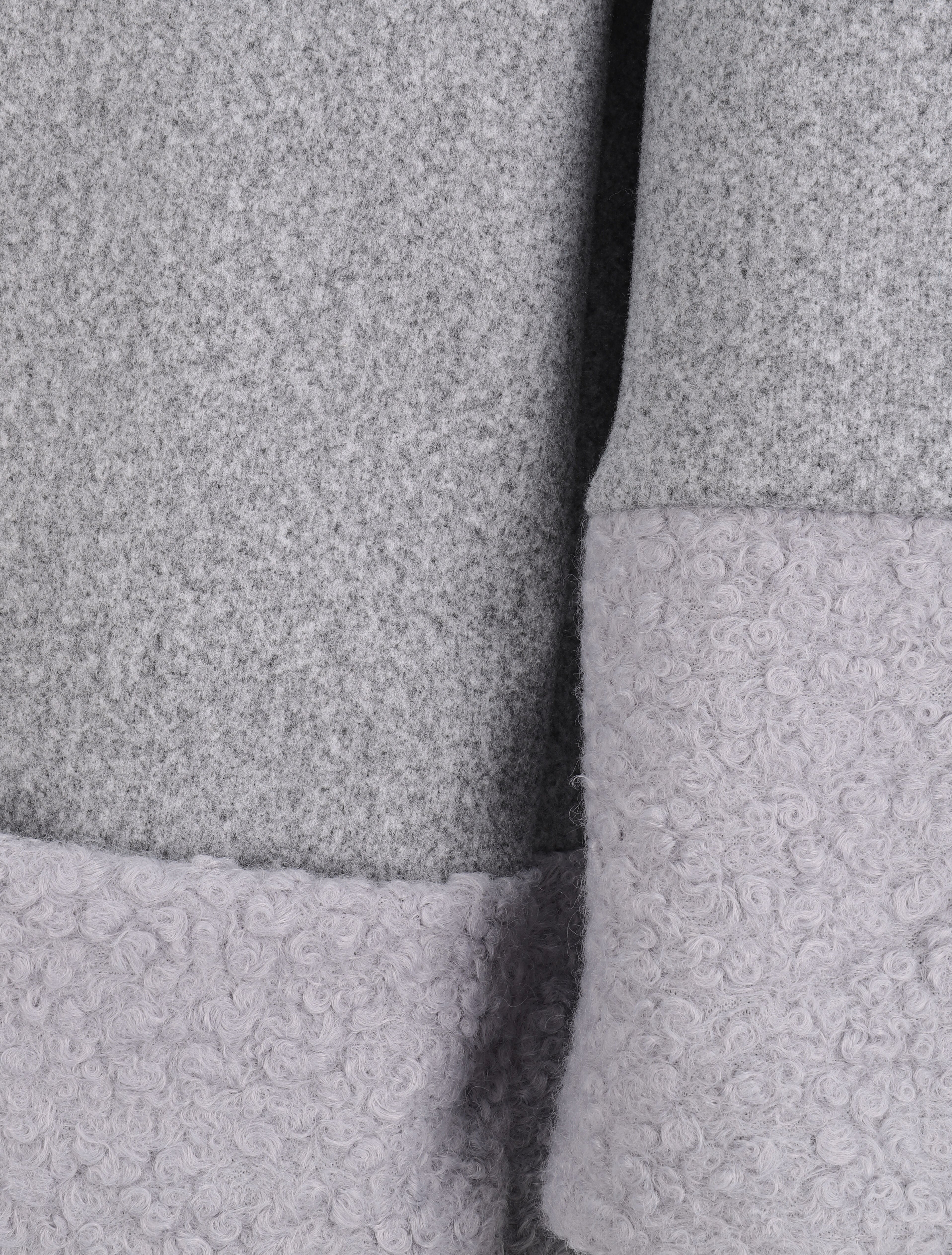 Manteau boutonné à détail laine bouclée - Gris clair - 3