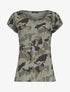 T-shirt imprimé aspect coton flammé - Kaki - 1