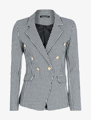 Blazer à imprimé petits carreaux - Noir - 1