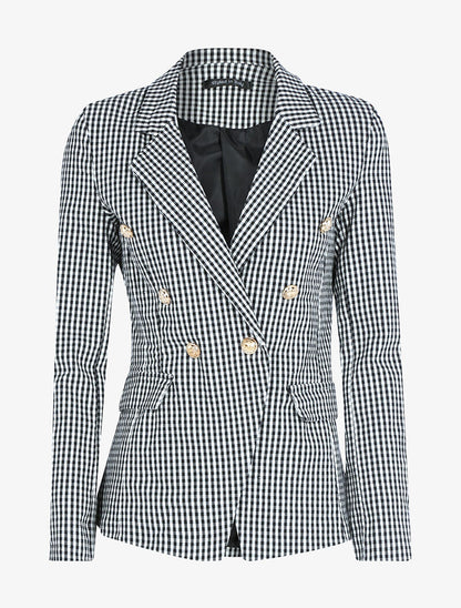 Blazer à imprimé petits carreaux - Noir - 1