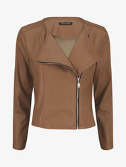 Veste ajustée en simili - Marron clair - 1