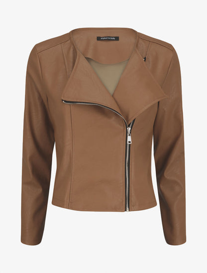 Veste ajustée en simili - Marron clair - 1