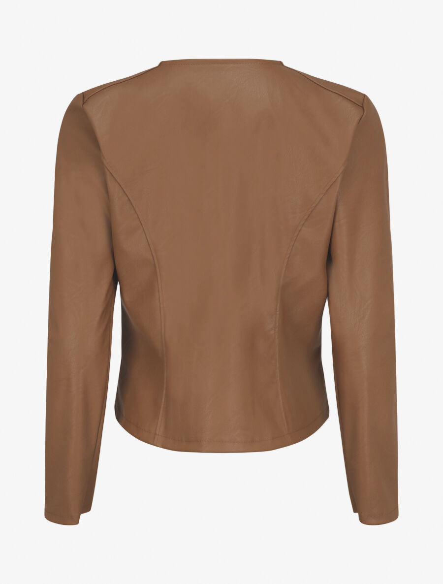 Veste ajustée en simili - Marron clair - 2