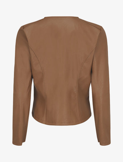 Veste ajustée en simili - Marron clair - 2