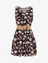 Robe fleurie à volants - Noir - 1